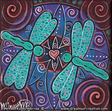 Dragonfly Dreaming I am Blissful Framed Canvas Print by Mirree Contemporary Aboriginal Art